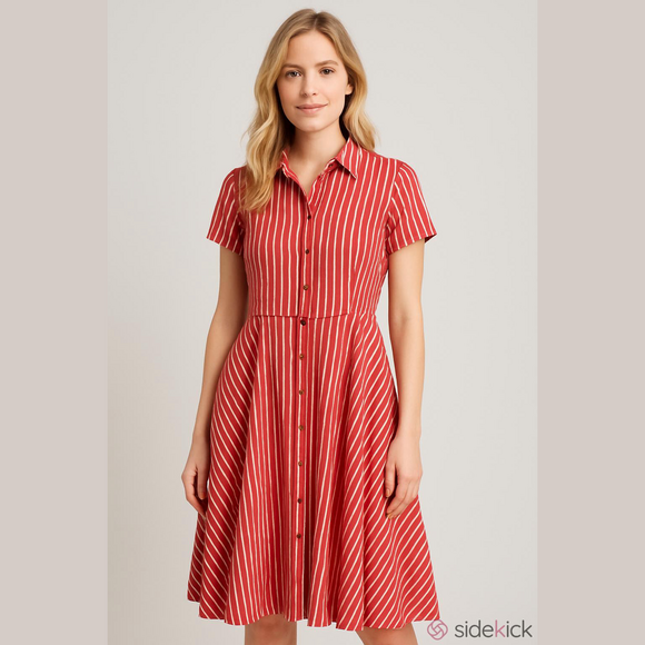 J. Peterman Dresses & Skirts - J Peterman Company Striped Pink Dress with Pockets